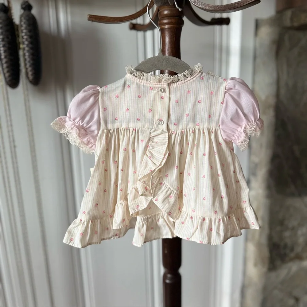 Vintage Floral Cottagecore Baby Top 6/9 m